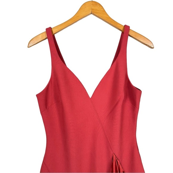 CINQ Á SEPT Mallory Draped Satin Panel Cocktail Sheath Dress in Redwood - Picture 7 of 14